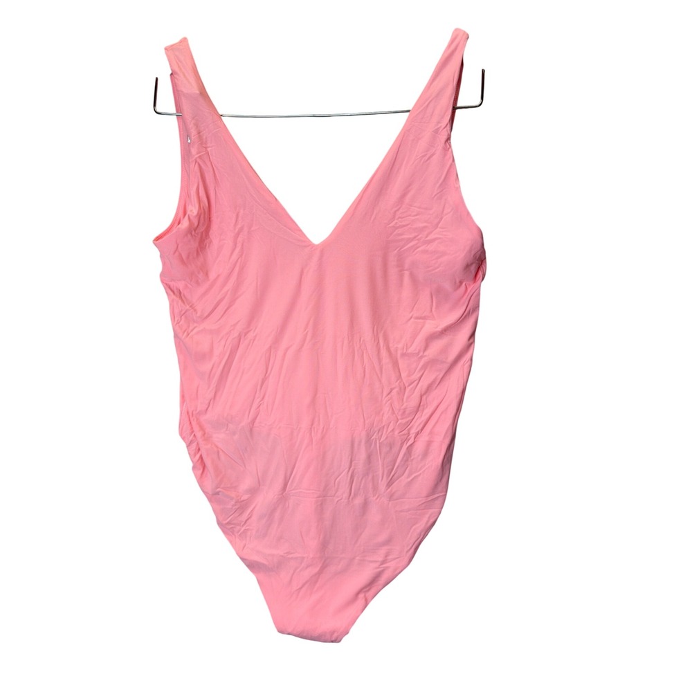 Aerie SMOOTHEZ V-Neck Bodysuit XL Pink Sleeveless Seamless Layering Top